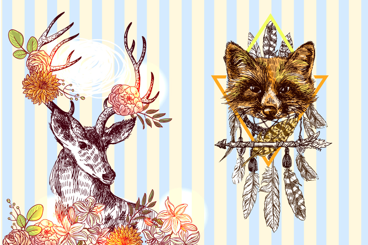 Boho animals 2, an Animal Illustration by Steshnikova (Photo 4 of 6)