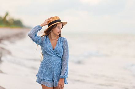 Happy girl enjoy summer vacation on the beach