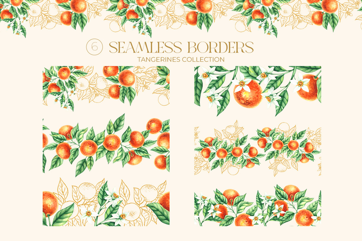 Tangerines Watercolor collection, a Decorative Illustration by SashaKondr (Photo 13 of 14)