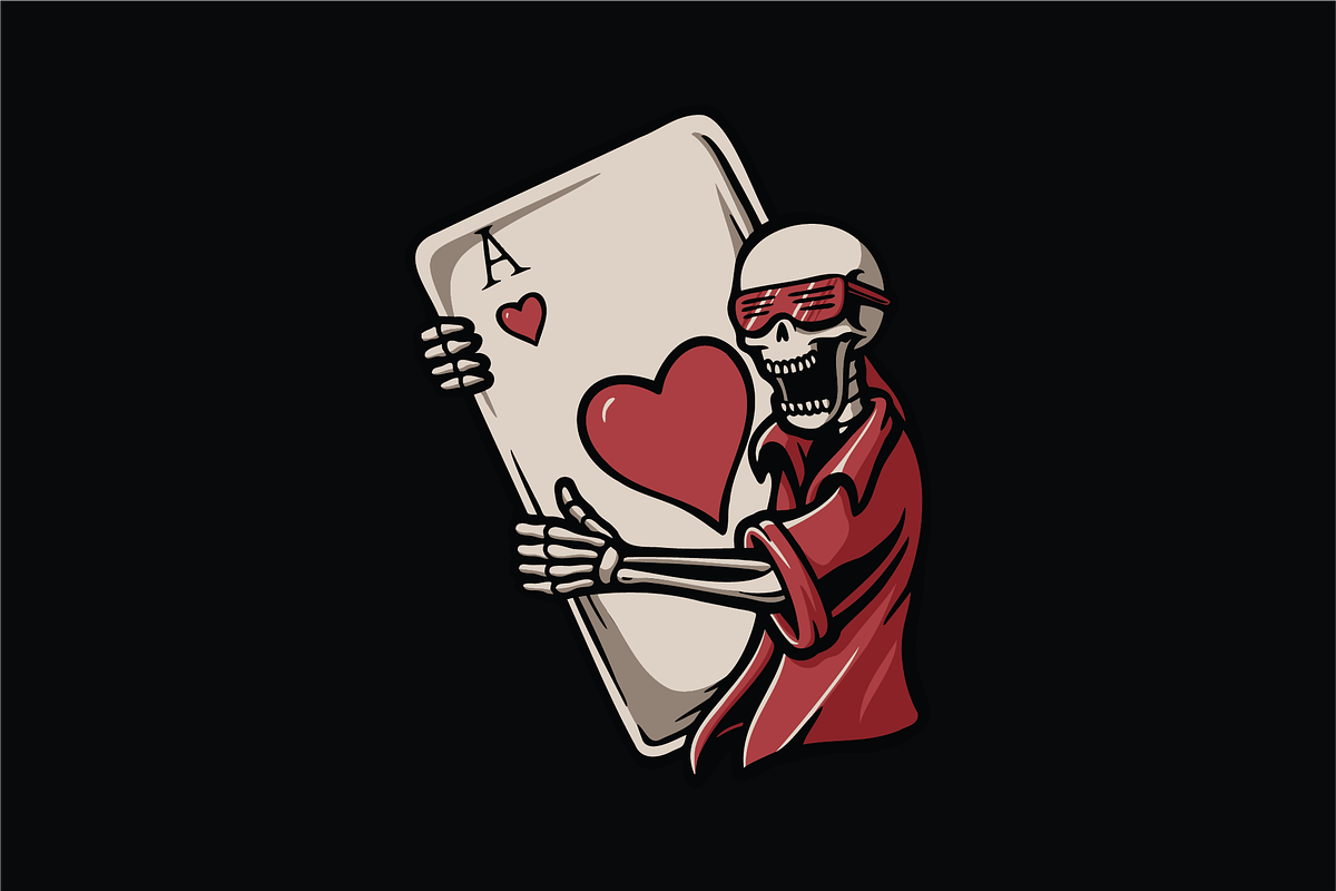 Skeleton Holding Ace of Hearts, an Object Illustration by nomlimo.com (Photo 1 of 3)