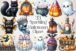 Sparkling Halloween Clipart, an Illustration by DreamPrint404