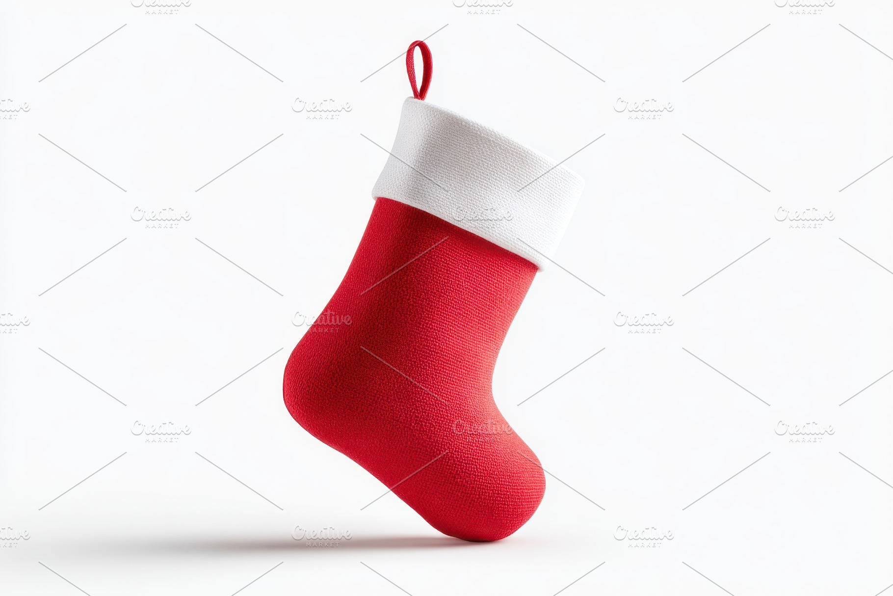 Red Christmas stocking with white cuff, a Holiday Photo by AlyaAnd