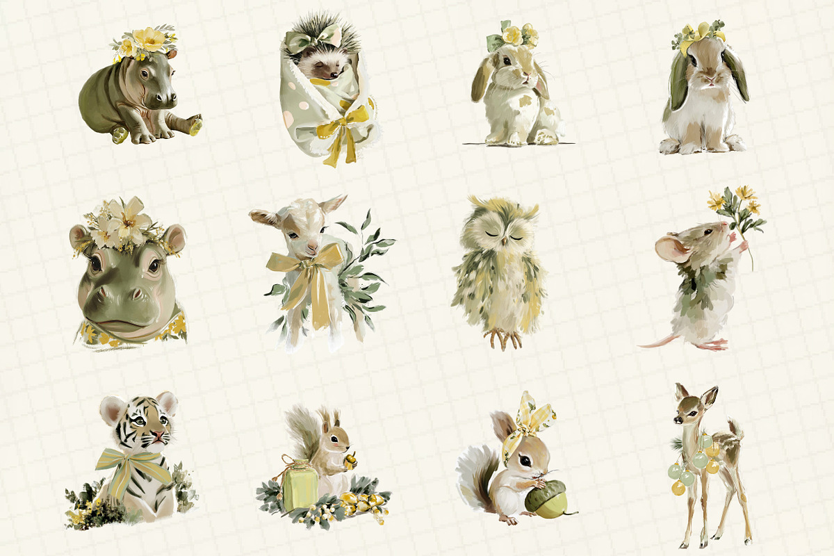 Baby Animals Watercolor Clipart, an Illustration by DreamCafeArt (Photo 3 of 6)