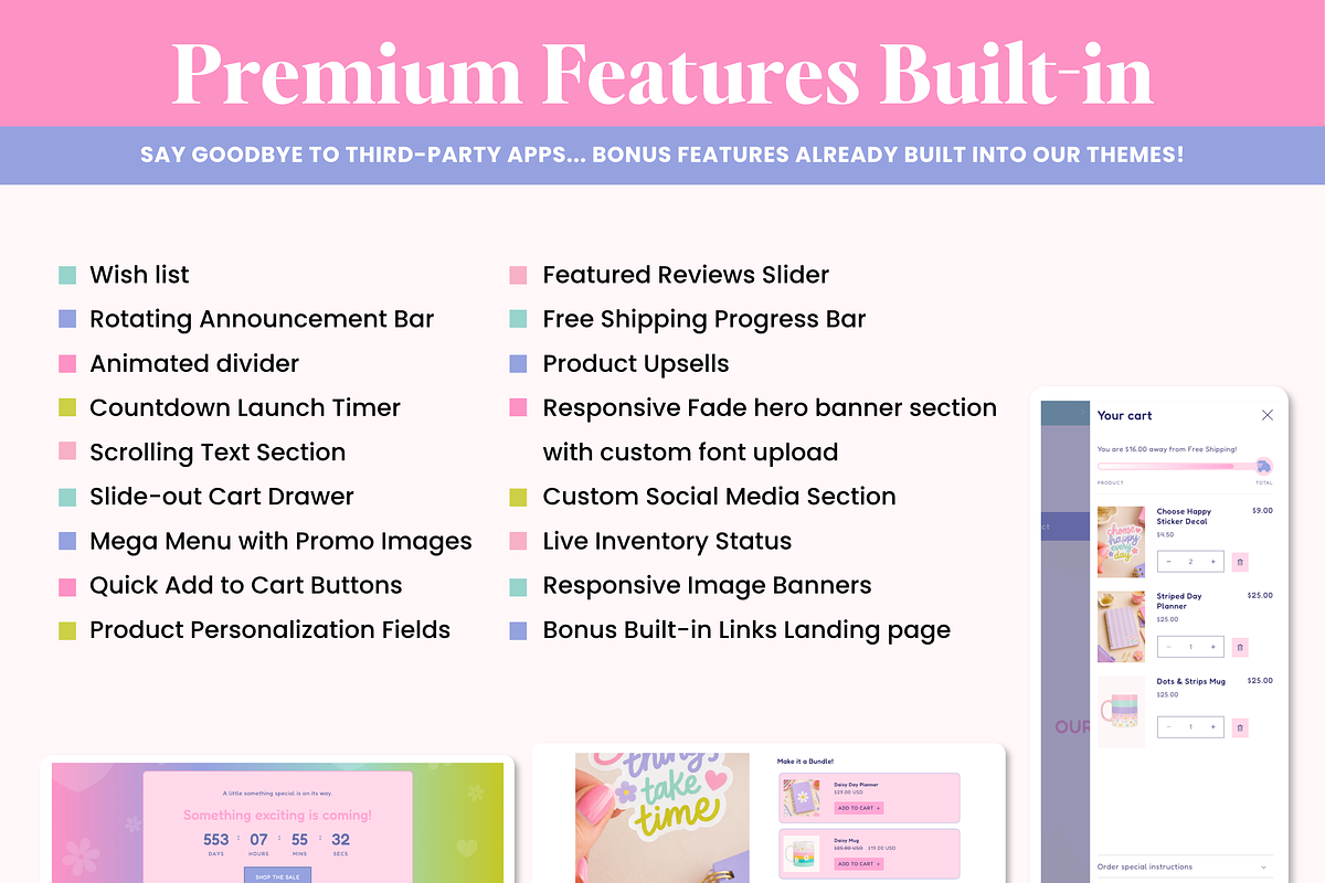 Cute Pastel Stationery Shopify Theme, a Shopify Template by Macarons and Mimosas (Photo 3 of 9)
