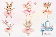 Watercolor Cute Pink Ballerina Anima, an Illustration by CreationArt (Thumbnail 2 of 9)