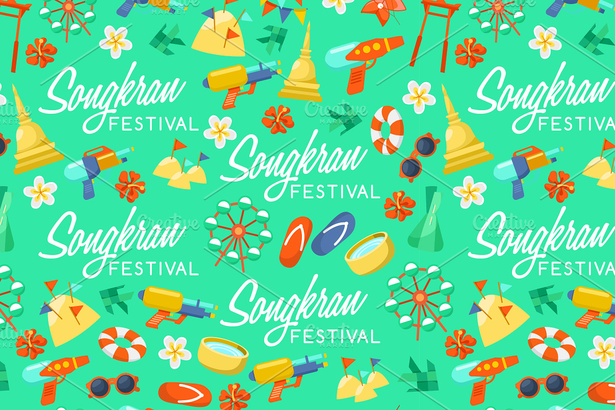 Big Set of Songkran Festival Element, an Object Graphic by Daraon (Photo 5 of 6)