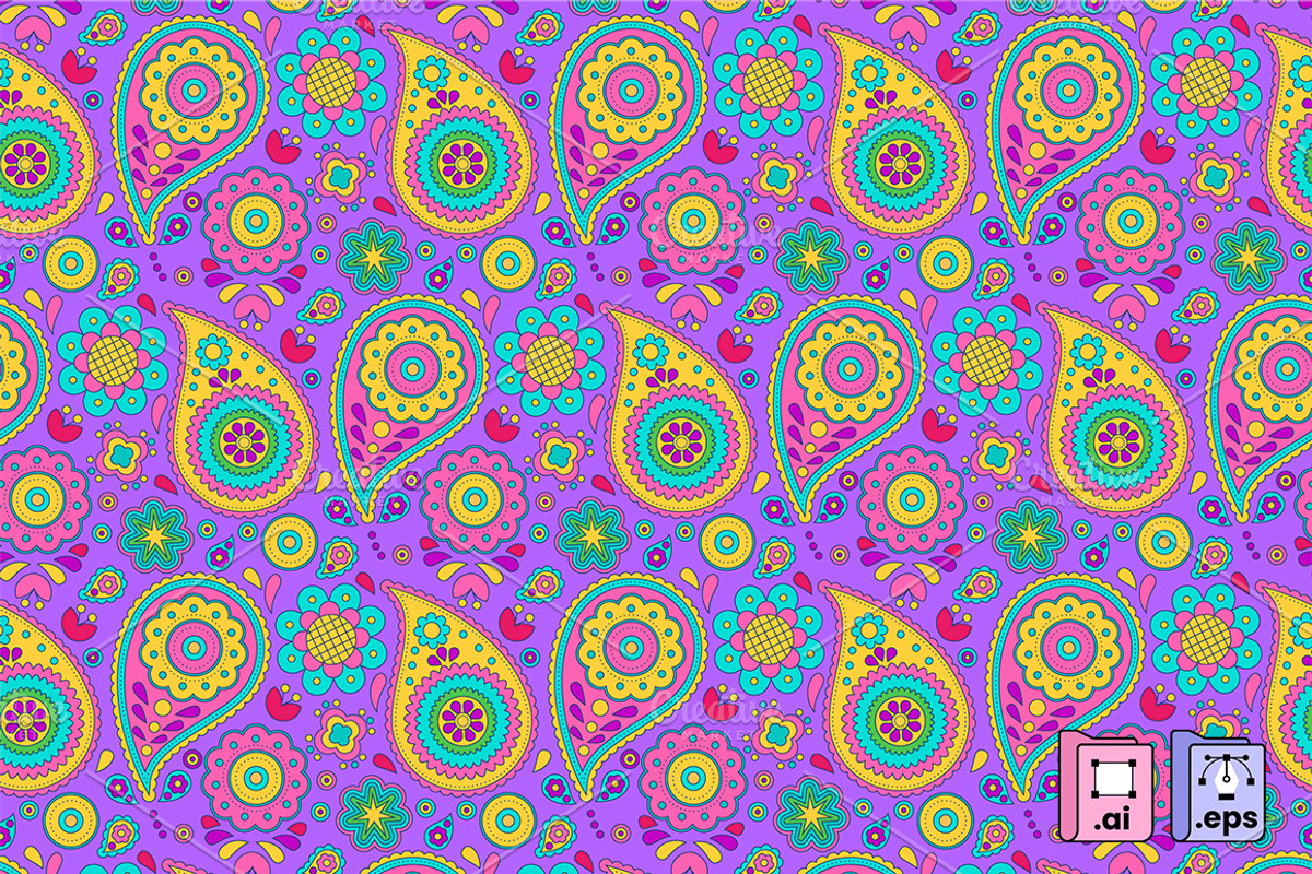 Seamless Purple-pink Paisley Pattern, a Pattern Graphic by MISS CHATZ (Photo 1 of 3)