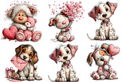 Whimsical Valentine Dogs Clipart, an Illustration by DreamArtGraphic (Thumbnail 3 of 5)