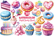 Watercolor Pastel Sweets Clipart, an Illustration by Dream Creation (Thumbnail 1 of 6)