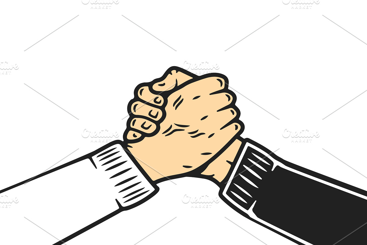 Soul brother handshake, Vector, a Work Illustration by Den Marty Studio