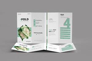 Four-Fold 4 Fold Brochure Mockups