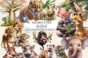 SAFARI JUNGLE ANIMALS CLIPART PACK, an Animal Illustration by Daring Digies