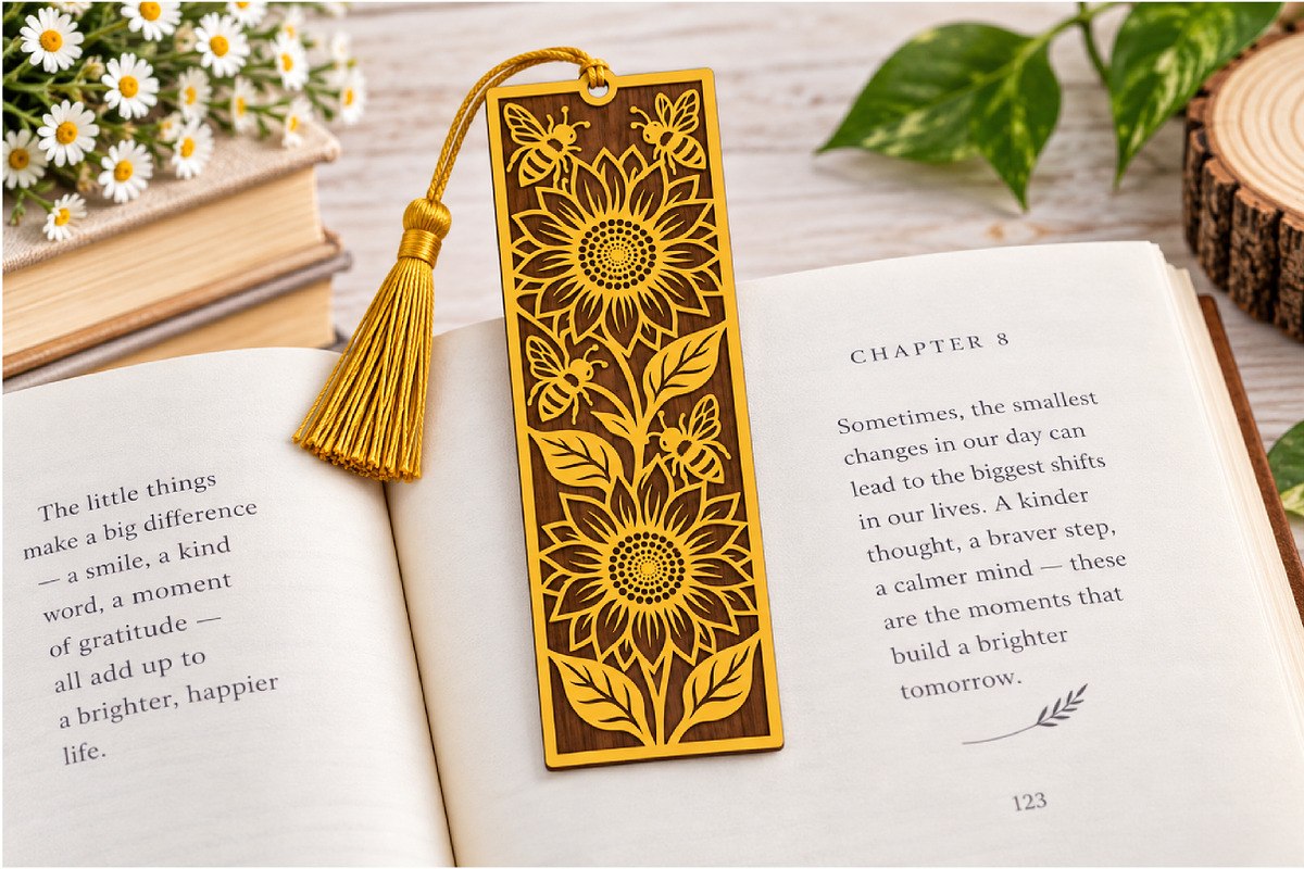 Sunflower Bee Bookmark SVG Cut File, an Object Graphic by Libby Wishes (Photo 1 of 3)