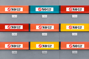 Mailboxes with no junk mail stickers, an Industrial Photo by BOOCYS