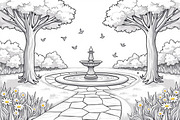 Peaceful Garden Line Art Coloring Se, an Illustration by Designs_River (Thumbnail 3 of 7)