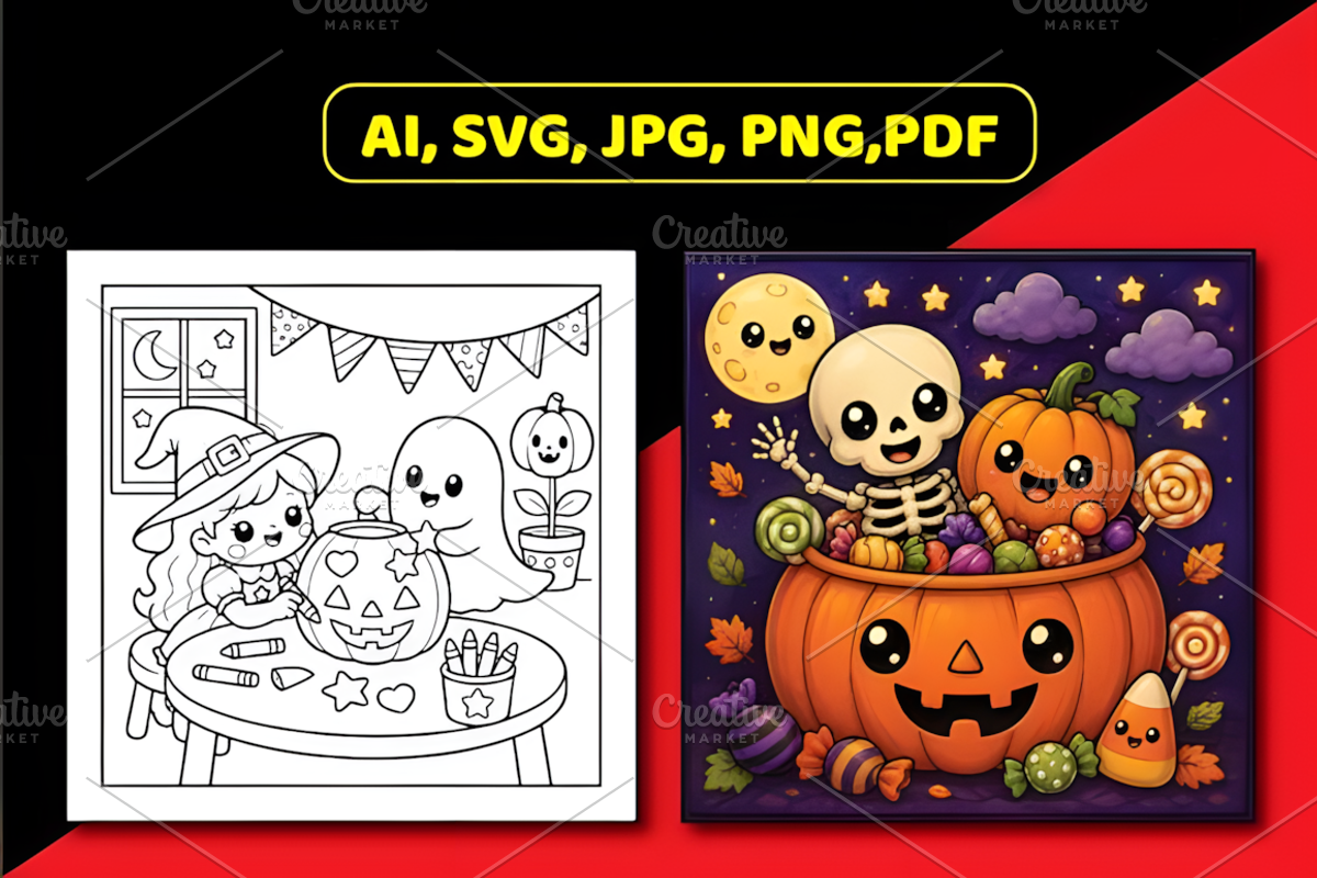 Spooky Besties Bold Easy Coloring, a Seasonal Illustration by Design Station (Photo 4 of 6)