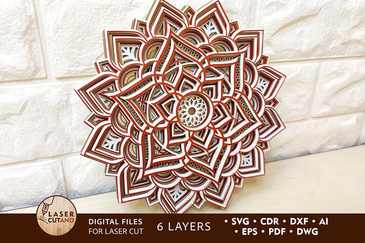 Mandala Multilayer Wall Art Cut File, a Design Template by LaserCutano (Photo 1 of 8)