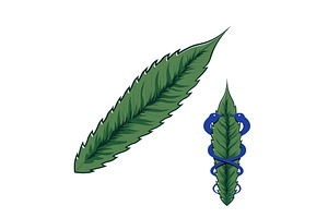 Detailed medical leaf with snake, an Object Illustration by LogosDen