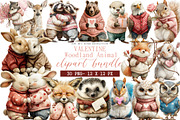 Valentines Woodland Animal Clipart, an Illustration by DreamArtGraphic (Thumbnail 1 of 3)