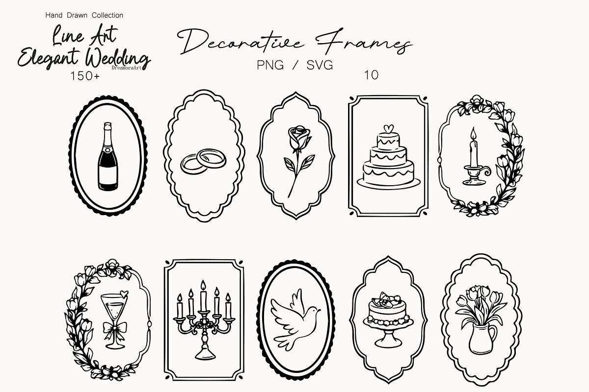 Hand Drawn Elegant Wedding 150+ SVG, an Object Illustration by DreamoraArt (Photo 11 of 12)