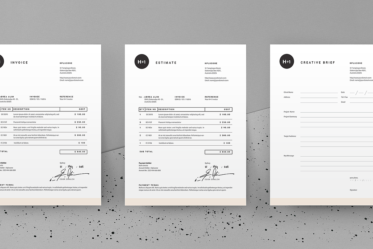 Invoice + Estimate + Brief, a Stationery Template by BOXKAYU (Photo 5 of 6)