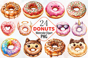 Donut Watercolor Cliparts, an Illustration by RobertsArt (Thumbnail 1 of 7)
