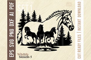 Horse SVG File Wildlife Stencils SVG