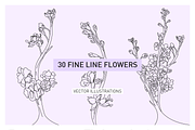 30 FineLine Flowers, an Illustration by Inkwell Supply Co (Thumbnail 1 of 15)