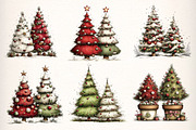Watercolor Christmas Trees Clipart, an Illustration by Dream Creation (Thumbnail 4 of 7)