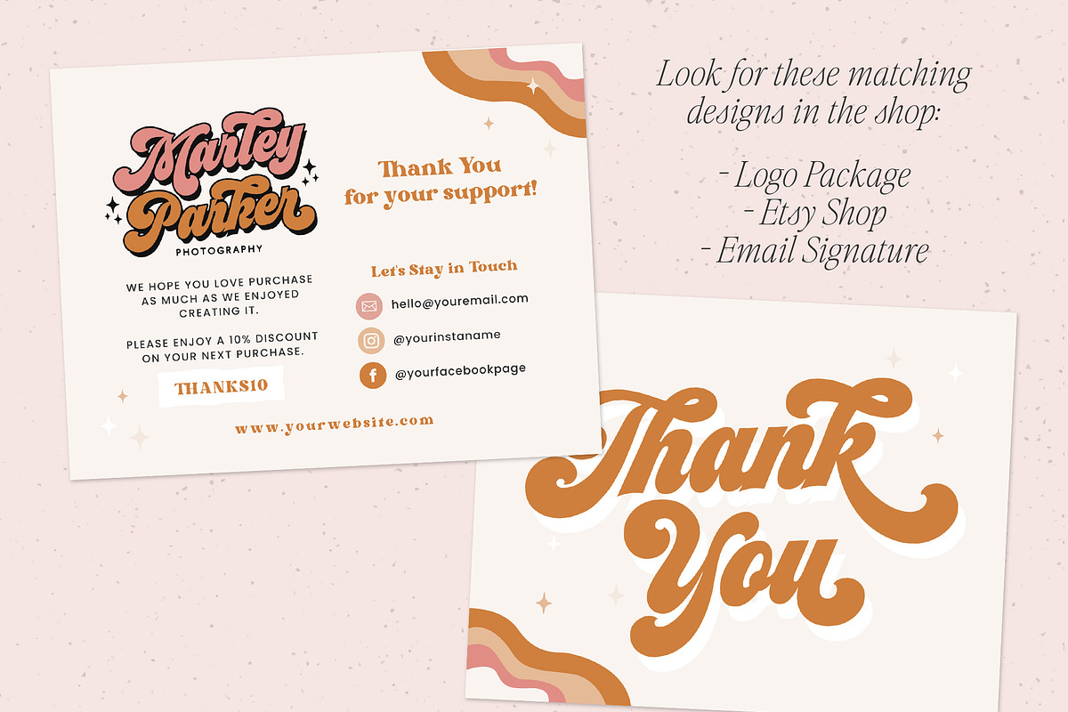 Retro Editable Thank You Card Canva, a Business Card Template by Summit Avenue (Photo 7 of 7)