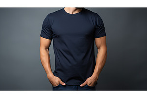 clothing navy tshirt ai generated, a Beauty & Fashion Photo by pikepicture