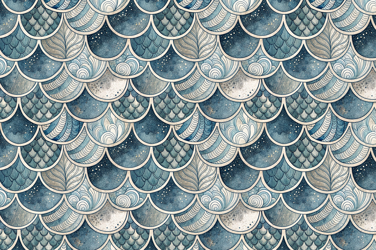 Seamless Pattern Set Marine Fantasy, a Pattern Graphic by Designs by Helen Trupak (Photo 1 of 8)