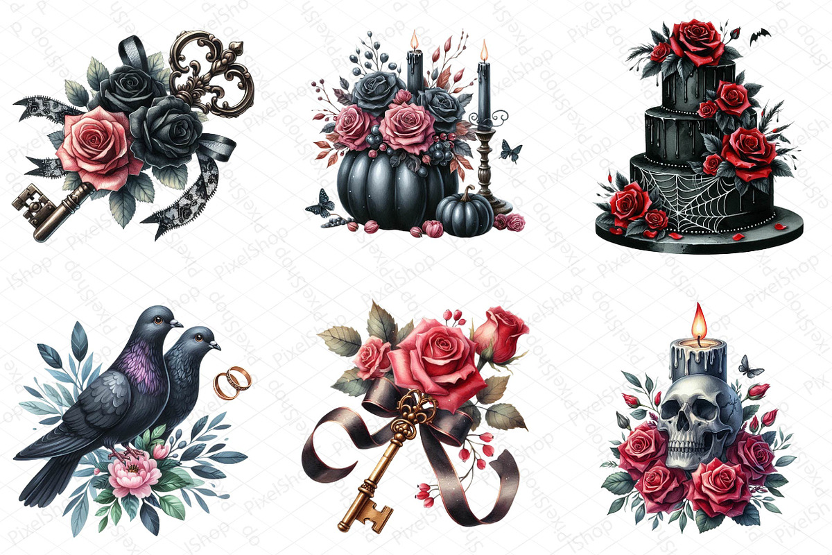 Halloween Wedding Invitation Clipart, an Illustration by DreamPrint404 (Photo 4 of 6)