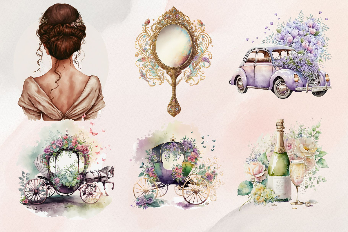 37Watercolor Wedding Clipart PNG Set, an Illustration by Jalina Clipart Studio (Photo 7 of 7)