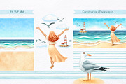 Sea Clipart. Patterns & Seascapes, a Person Illustration by MariArtySpace (Thumbnail 6 of 15)