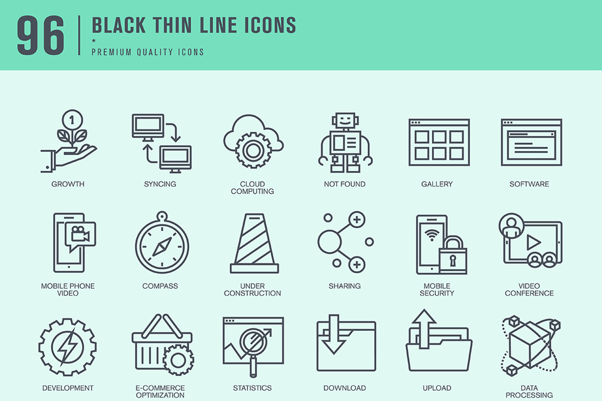 Business and Technology icons, an Outline Icon by PureSolution (Photo 2 of 4)