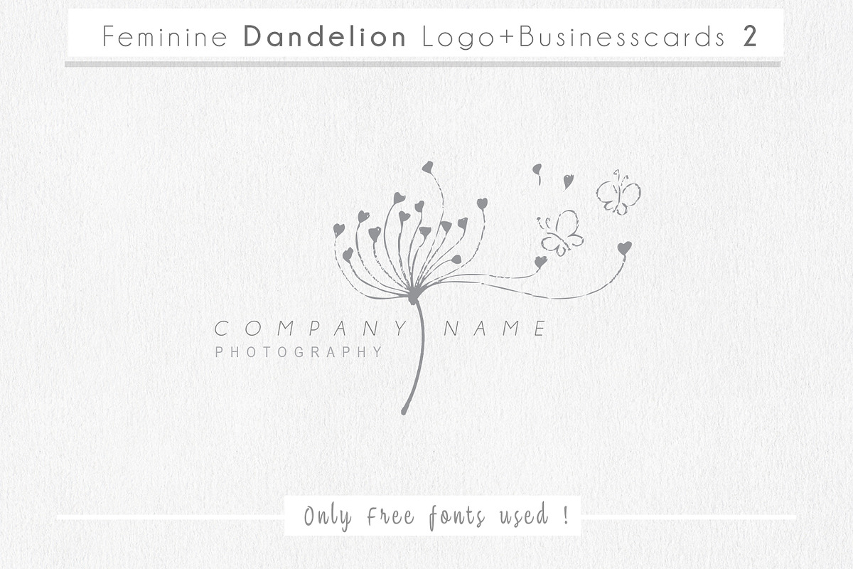 Feminine Dandelion logo+businesscard, a Branding & Logo Template by Whimsical Logoshop (Photo 1 of 2)