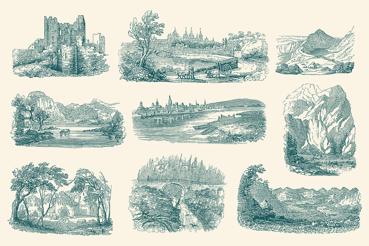 Vintage Landscape Illustrations, an Illustration by Graphic Goods (Photo 6 of 18)