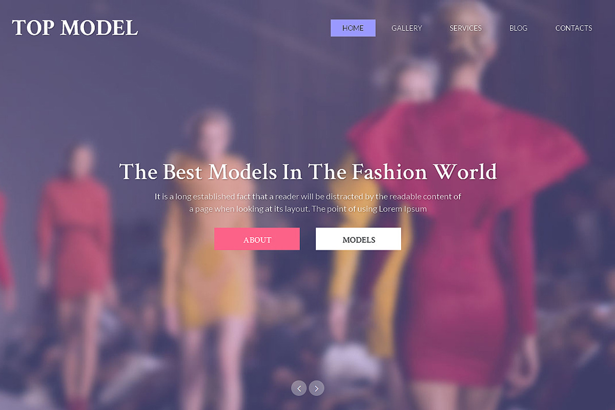 Top Model Responsive One Page Theme, a Landing Page Template by IceTemplates (Photo 1 of 3)
