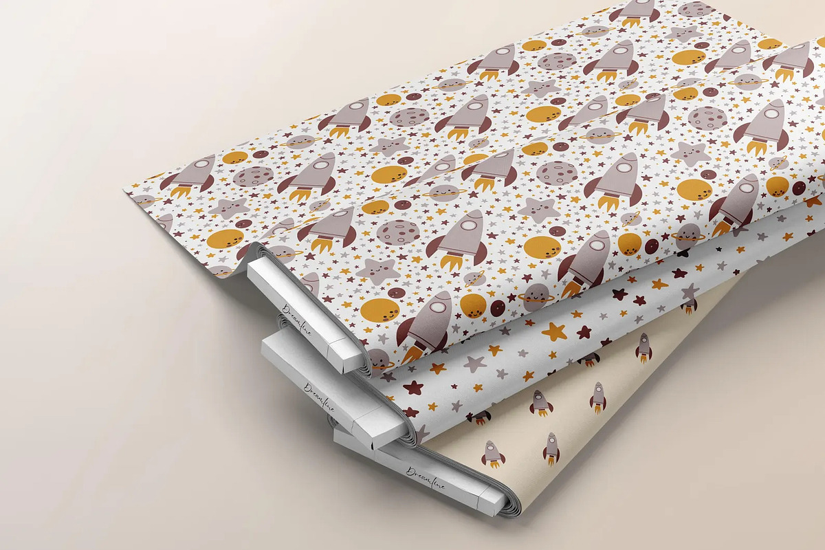 Space rocket seamless pattern, a Pattern Graphic by Dreamline Desings (Photo 2 of 9)