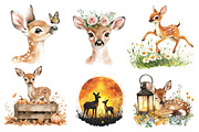 Watercolor Fawn & Doe Clipart, an Illustration by CreationArt (Thumbnail 2 of 5)