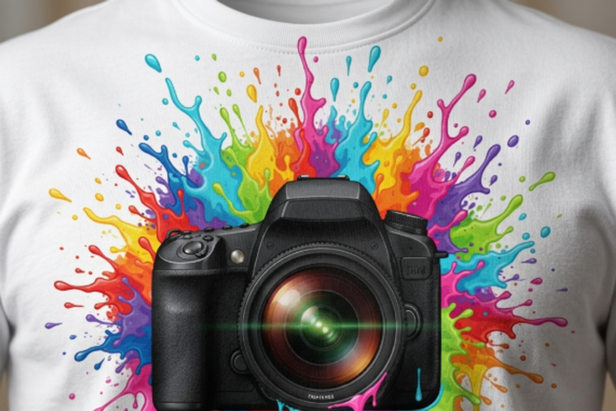 Rainbow Camera Paint Splash, a Shirt Mockup by Vector Stall (Photo 9 of 14)