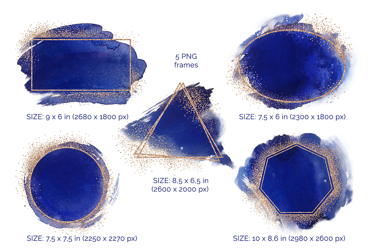 Sapphire & Gold abstract clipart, a Texture Graphic by My Wondercolor (Photo 5 of 7)