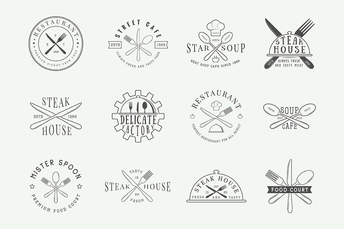 Set of vintage restaurant logos, a Branding & Logo Template by AkimD (Photo 7 of 11)
