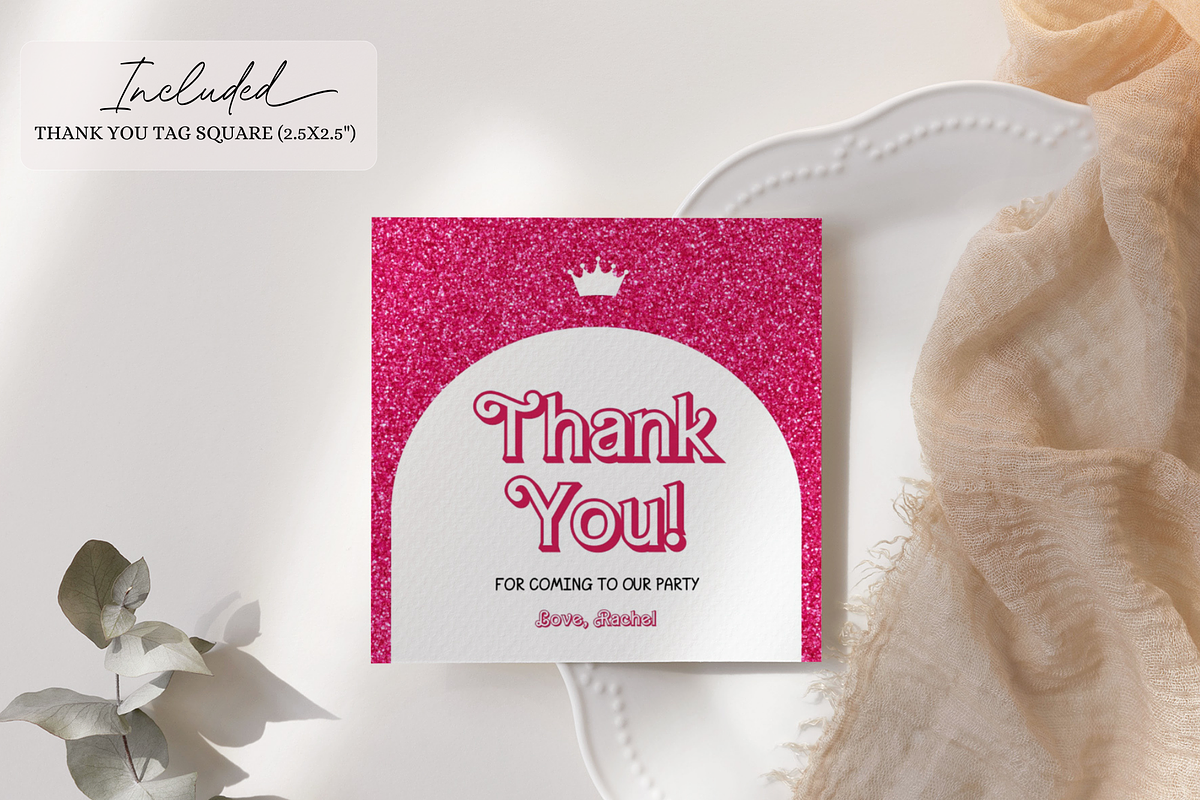 Pink Doll Party Thank You Tags, an Invitation Template by Digital_Mind (Photo 3 of 6)