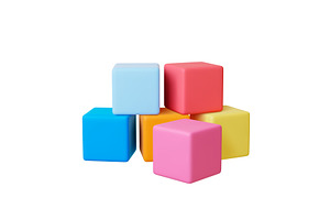 Plastic cubes 3d composition, an Object Illustration by Valerie Bodnar