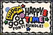 Super Happy Good Time! Font Bundle, a Sans Serif Font by Meg Lewis Fun House (Thumbnail 1 of 8)
