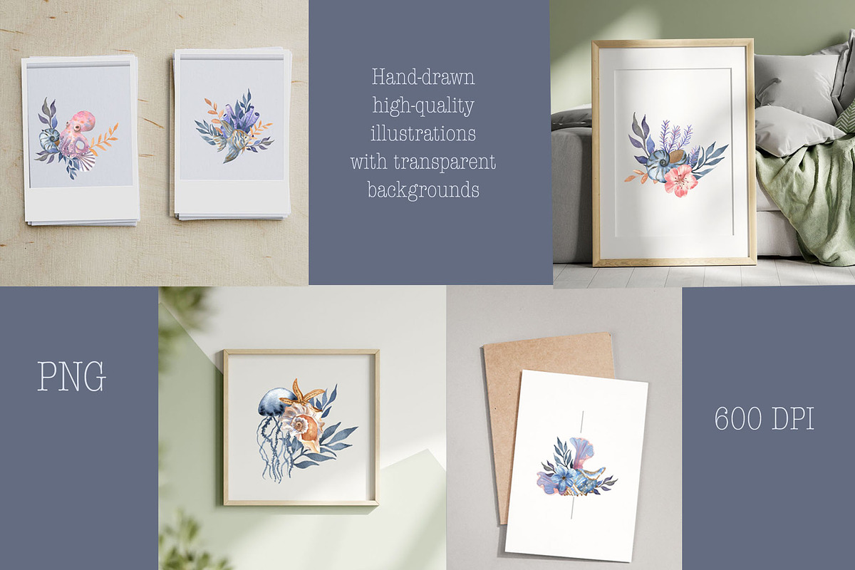 Ocean Dreams Watercolor Set, an Object Graphic by ViolettaKh (Photo 5 of 7)