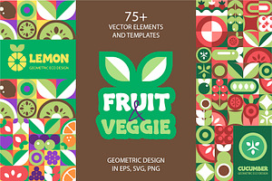 Mosaic Fruit and Veggie. Eco Food, a Food Illustration by Lettering_Logo