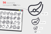Meat Line Icons Set, an Outline Icon by Voysla's Shop (Thumbnail 3 of 4)
